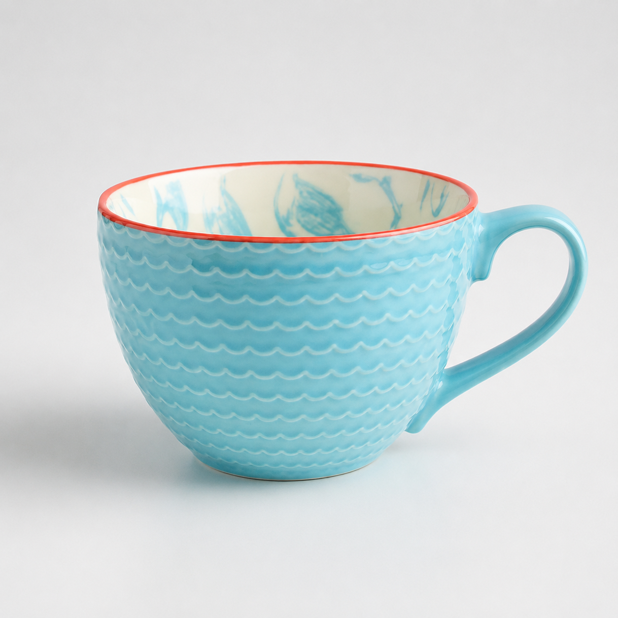 Strukturierte Keramiktasse Aqua Leaf
