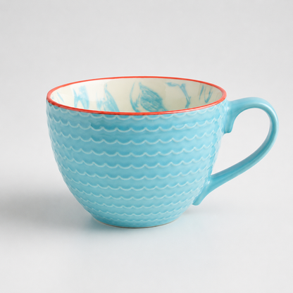 Strukturierte Keramiktasse Aqua Leaf