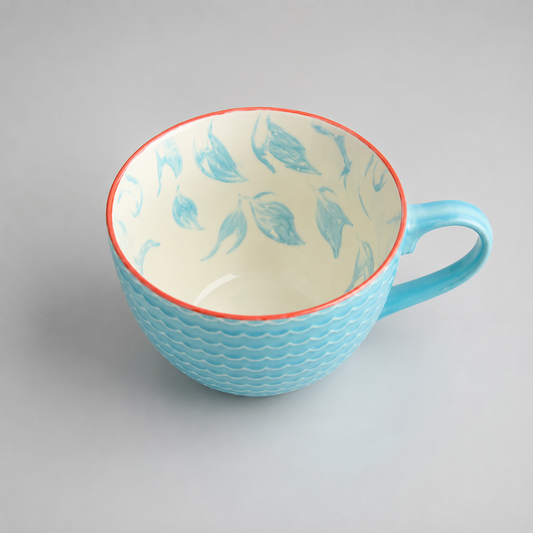 Strukturierte Keramiktasse Aqua Leaf