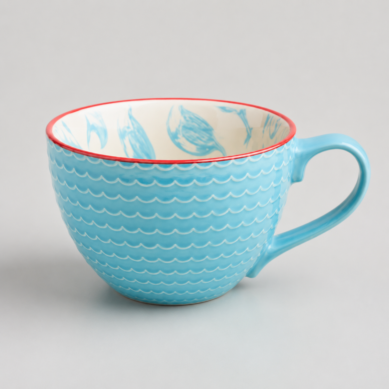 Strukturierte Keramiktasse Aqua Leaf